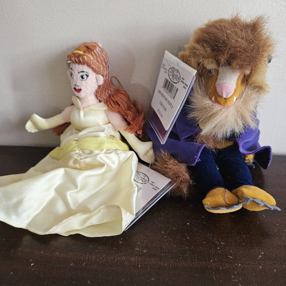 NWT Beauty And The Beast Cogsworth And Lumier Beanie Lot. 90s. Disney Store.